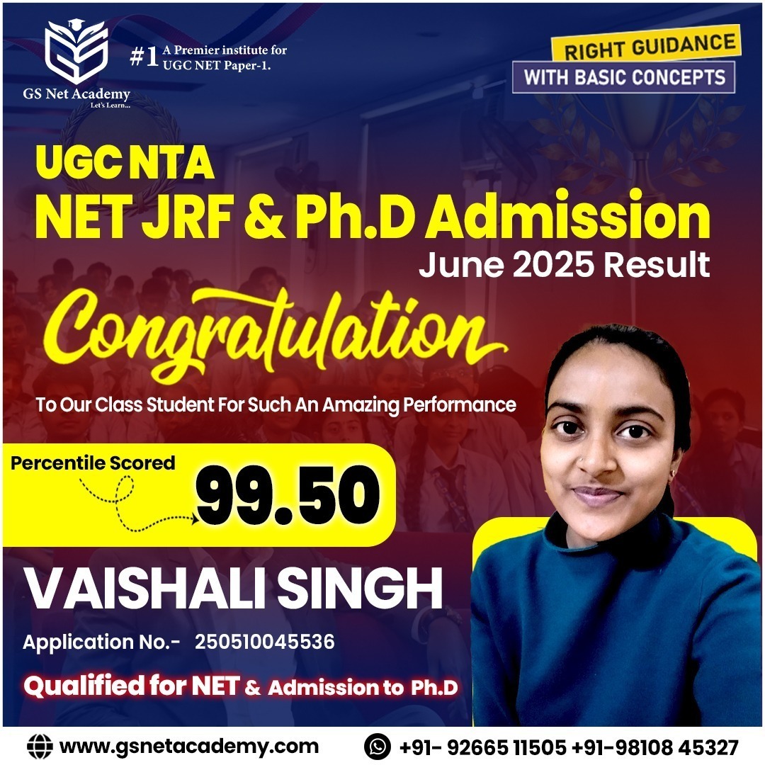 Vaishali Singh — 99.50 percentile, UGC NET/JRF