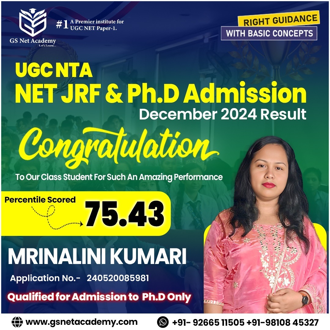 Mrinalini Kumari — 75.43 · Ph.D Eligible — GS Net Academy