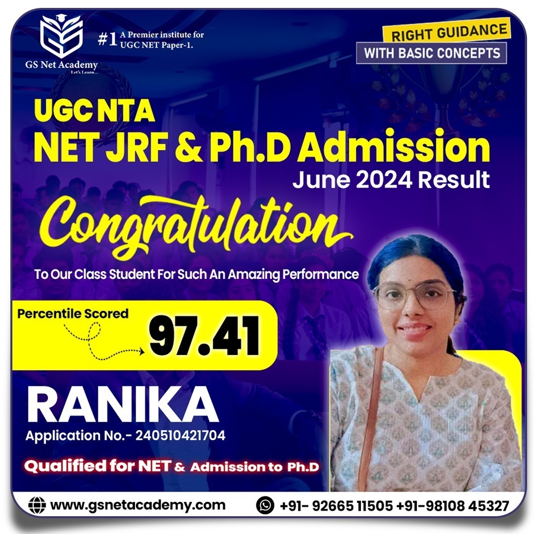 Ranika — 97.41 percentile, UGC NET/JRF