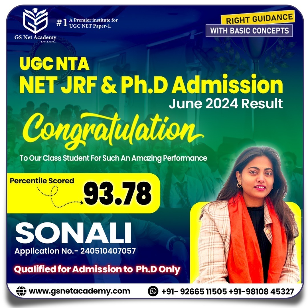 Sonali — 93.78 · Ph.D Eligible — GS Net Academy