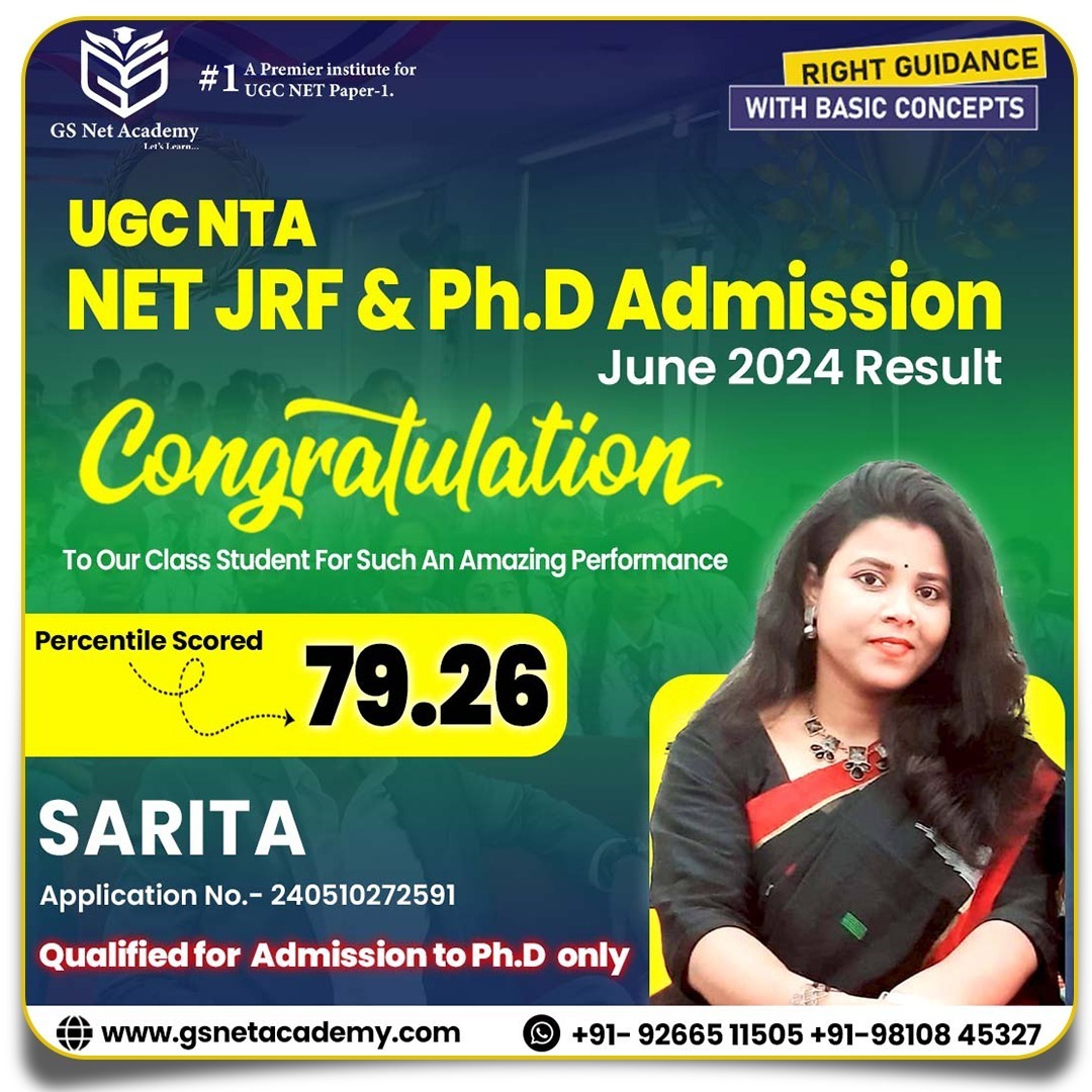 Sarita — 79.26 · Ph.D Eligible — GS Net Academy